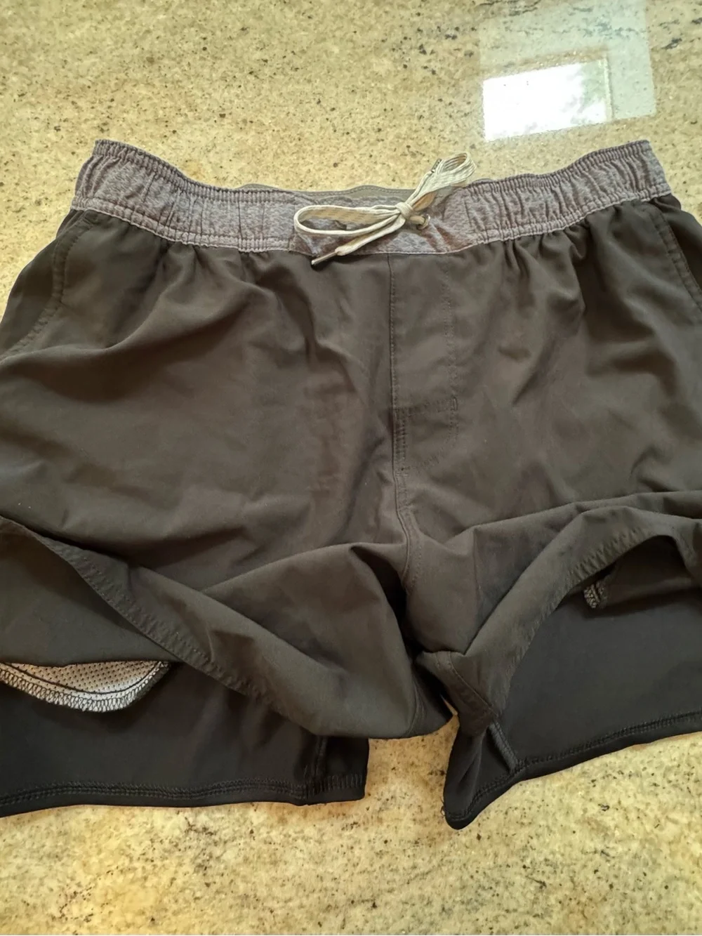 Vuori Black Athletic Shorts with Gray Waistband